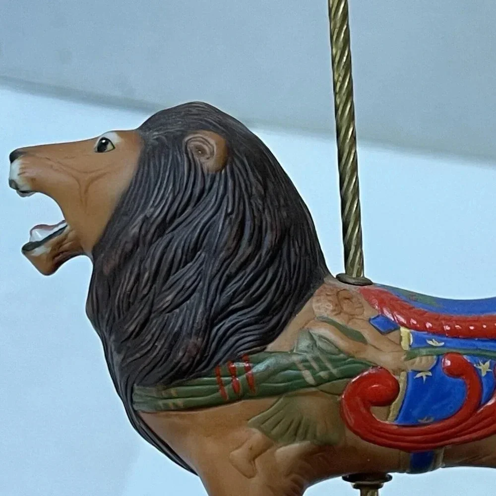 Vintage Lion Franklin Mint Treasury Of Carousel Art Porcelain 1988 Lion Decor